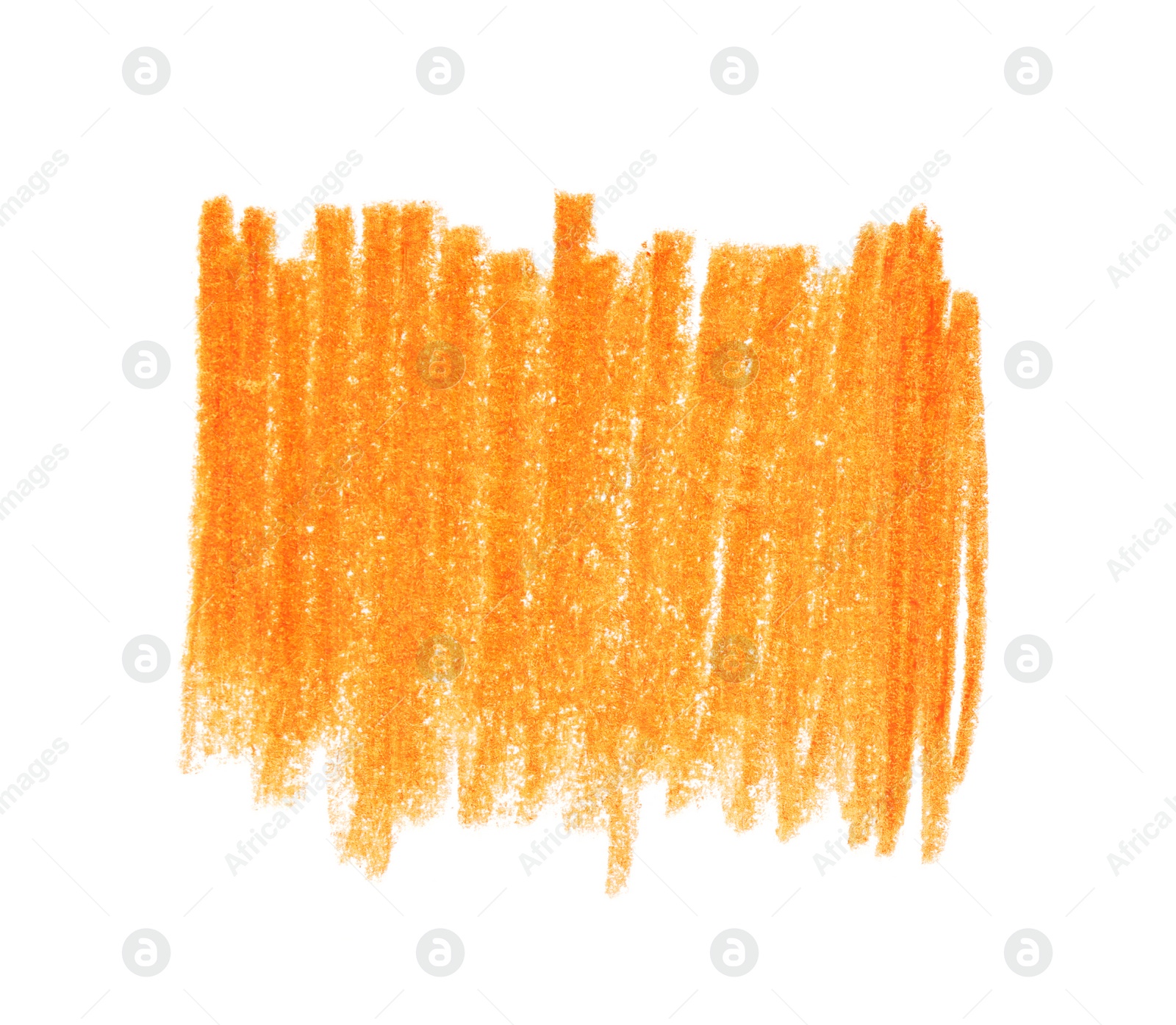 Photo of Orange pencil hatching on white background, top view