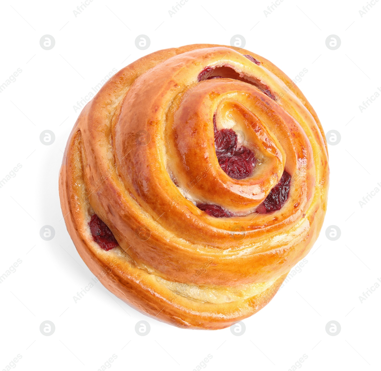 Photo of Fresh delicious sweet pastry on white background, top view