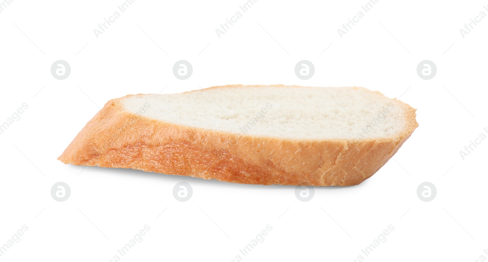 Photo of Slice of fresh baguette isolated on white