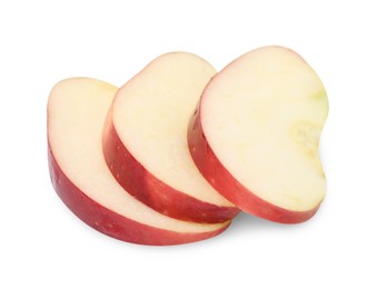 Photo of Slices of ripe red apple isolated on white