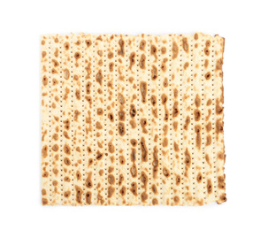 Passover matzo isolated on white, top view. Pesach celebration