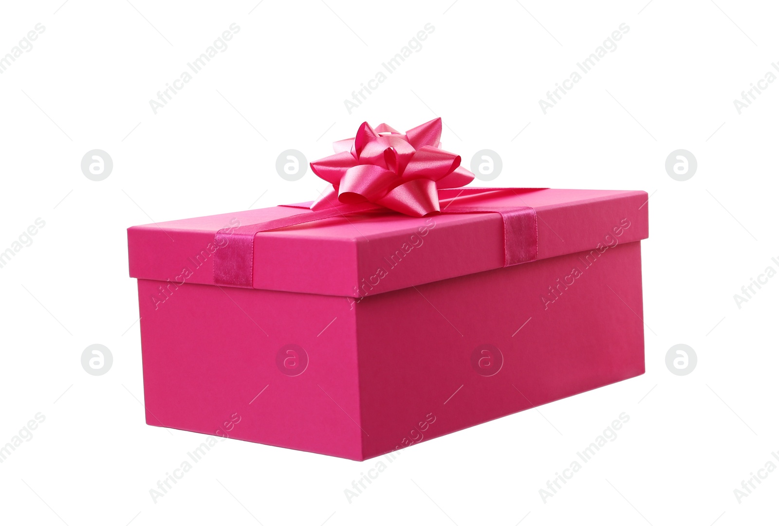 Photo of Pink gift box with bow isolated on white