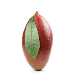 Delicious ripe mango on white background. Tropical fruit