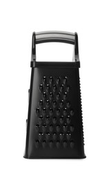 Photo of Stainless steel grater on white background. Kitchen utensil