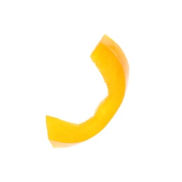 Piece of fresh yellow bell pepper on white background