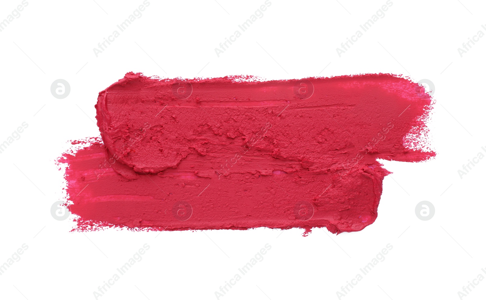 Photo of Swatches of lipstick isolated on white, top view