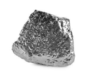 One shiny silver nugget isolated on white