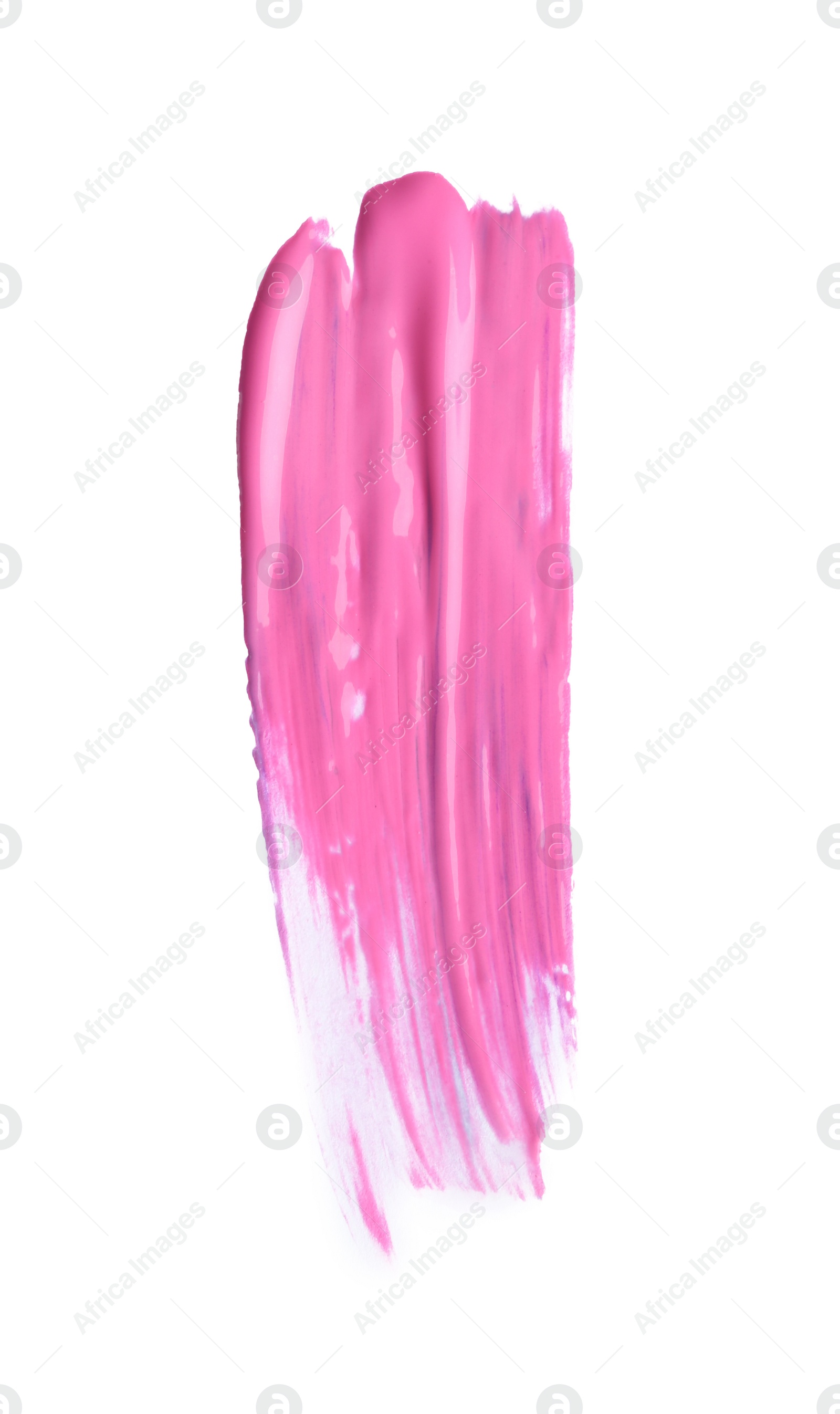 Photo of Abstract brushstroke of pink paint isolated on white