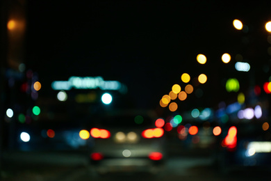 Blurred view of city at night. Bokeh effect