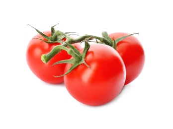 Photo of Fresh ripe red tomatoes on white background