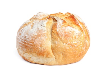 Photo of Loaf of fresh bread on white background