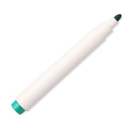 Photo of Bright green marker isolated on white, top view. School stationery