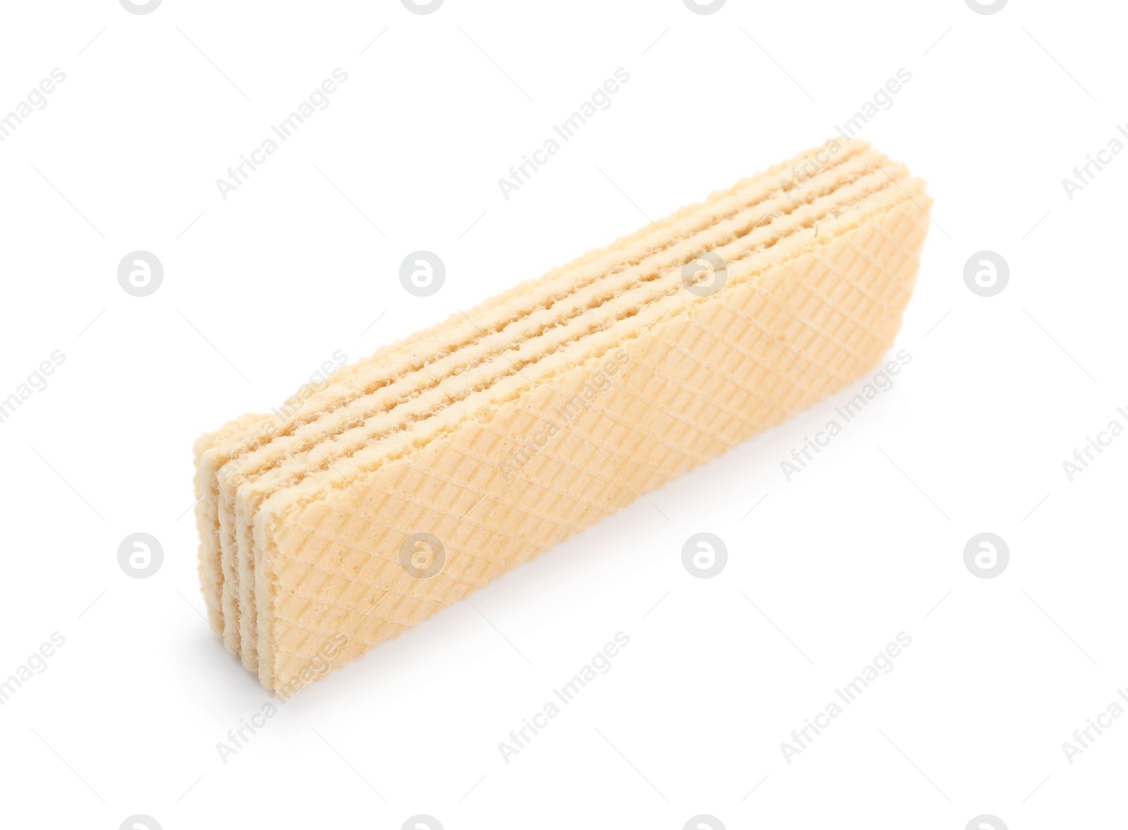 Photo of Delicious crispy wafer on white background. Sweet food