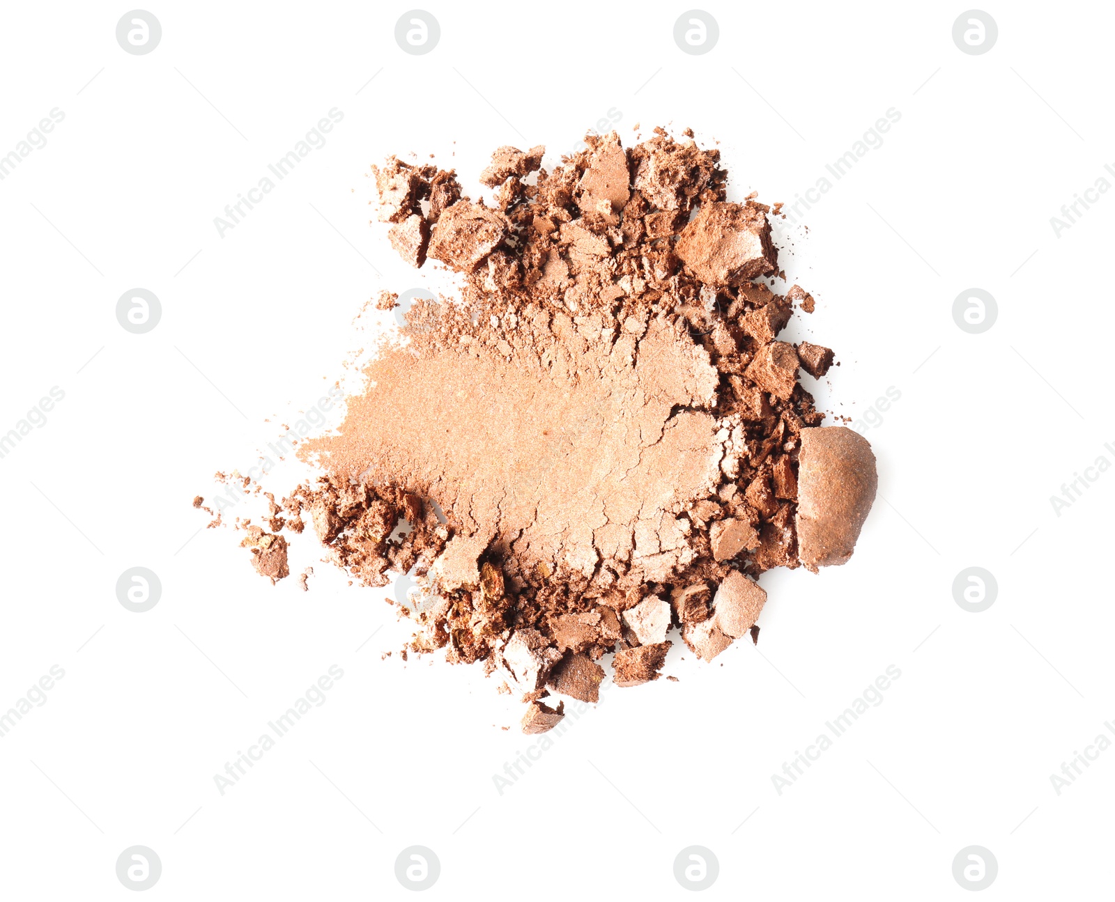 Photo of Crushed eye shadow on white background. Professional makeup products