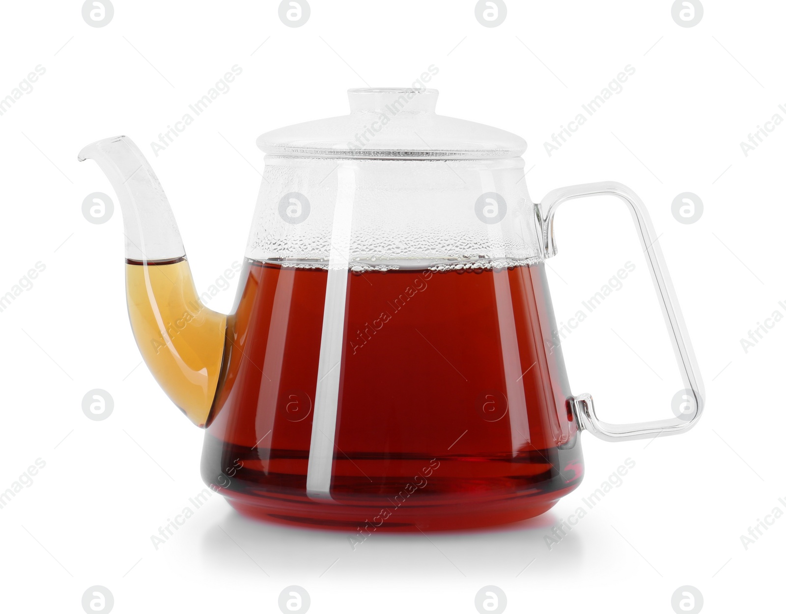 Photo of Tasty tea in teapot isolated on white