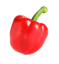 Photo of Tasty ripe red bell pepper on white background