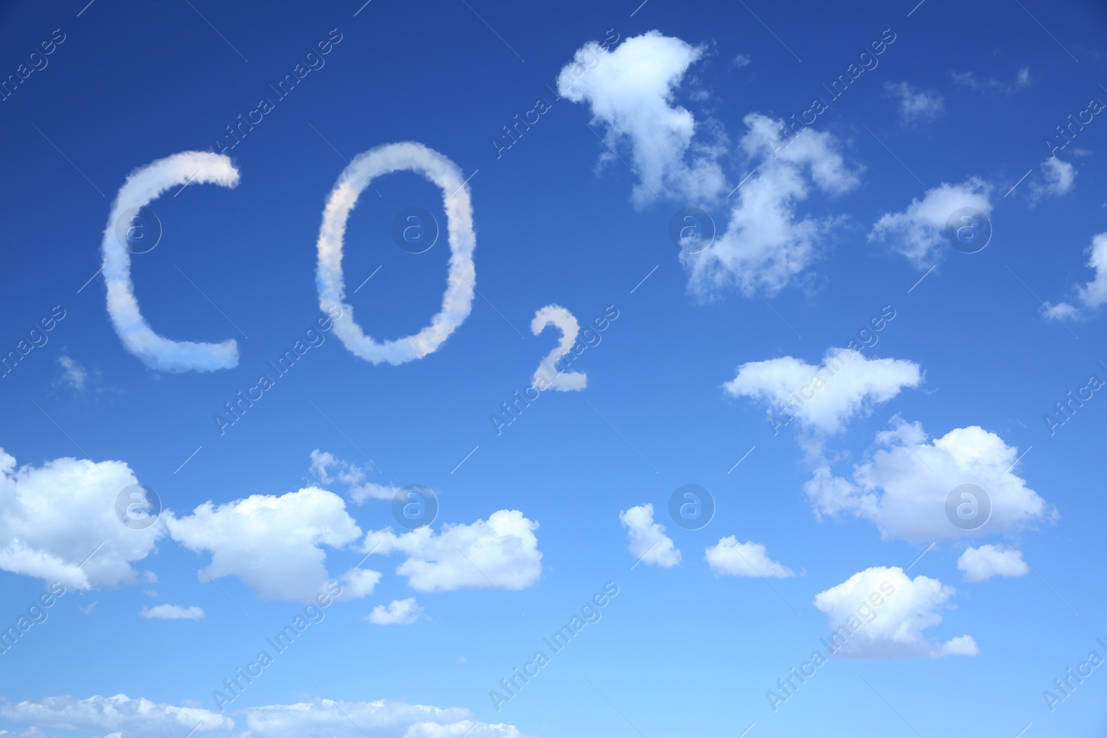 Image of CO2 emissions. View of blue sky with white clouds