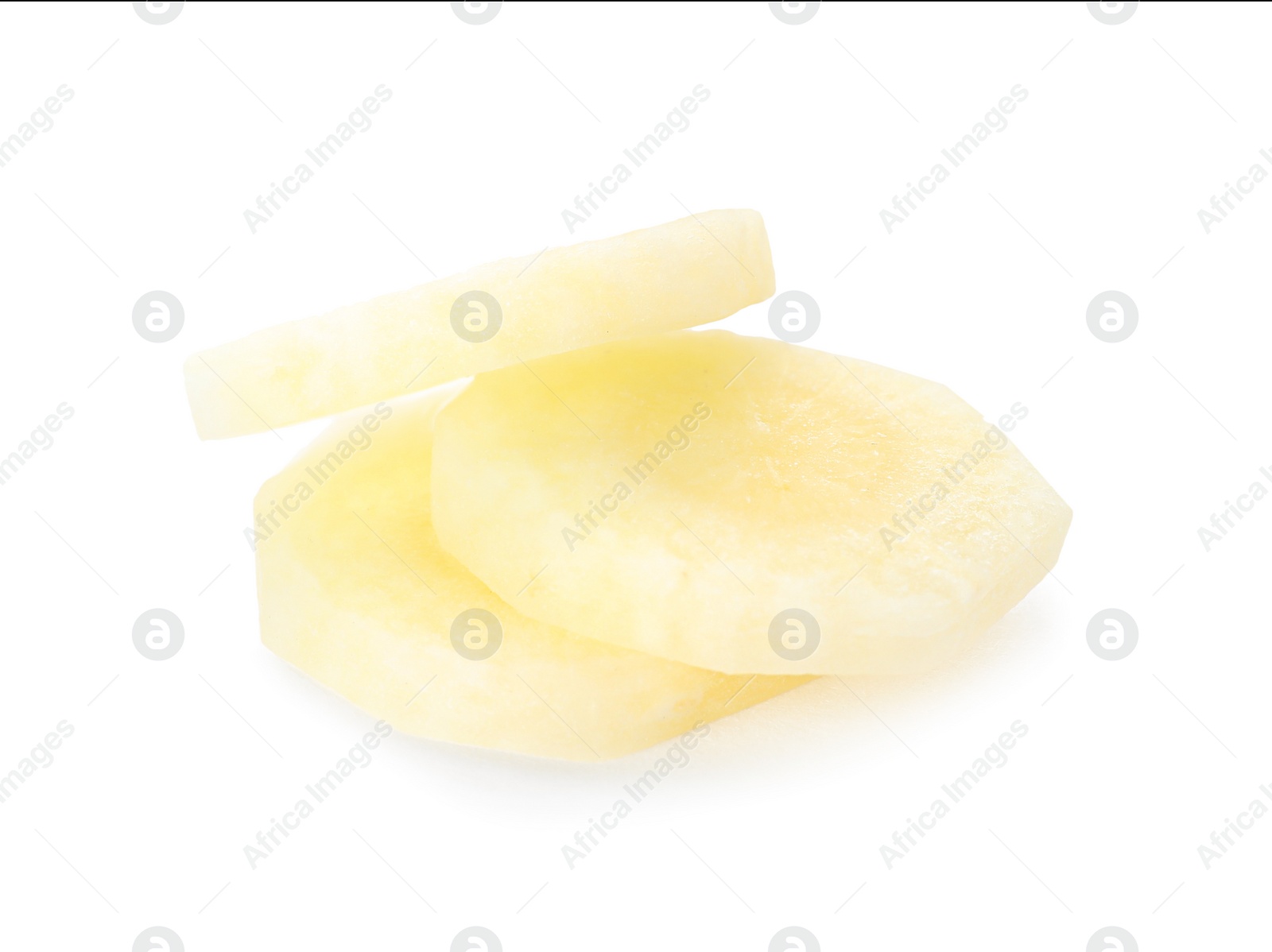 Photo of Pieces of raw carrot isolated on white