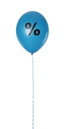 Image of Discount offer. Light blue balloon with percent sign on white background