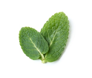 Leaves of fresh mint isolated on white, top view