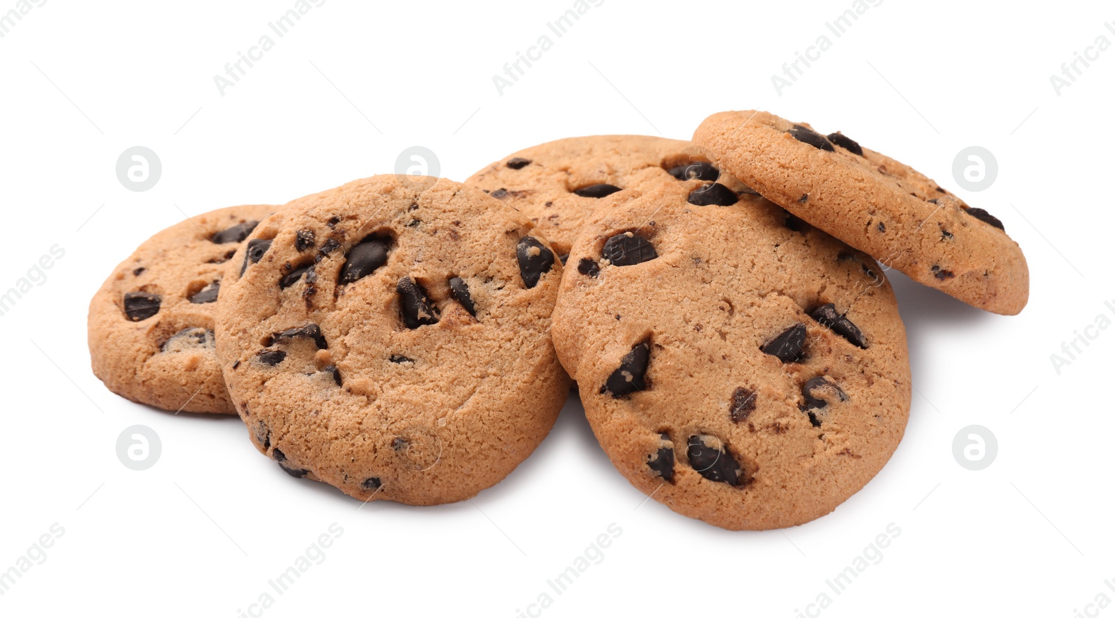 Photo of Delicious chocolate chip cookies isolated on white