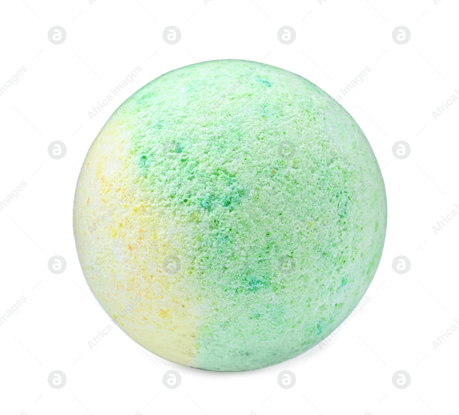 Photo of One colorful bath bomb isolated on white