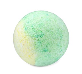 Photo of One colorful bath bomb isolated on white