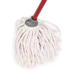 Mop with plastic handle isolated on white