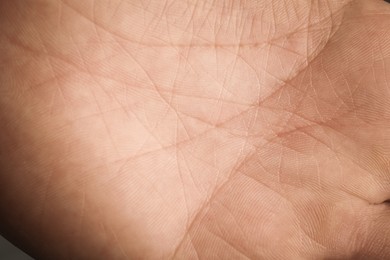 Photo of Closeup view of person with clean skin on palm