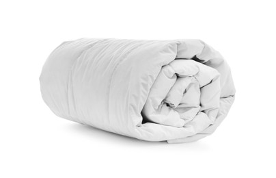 New soft rolled blanket isolated on white