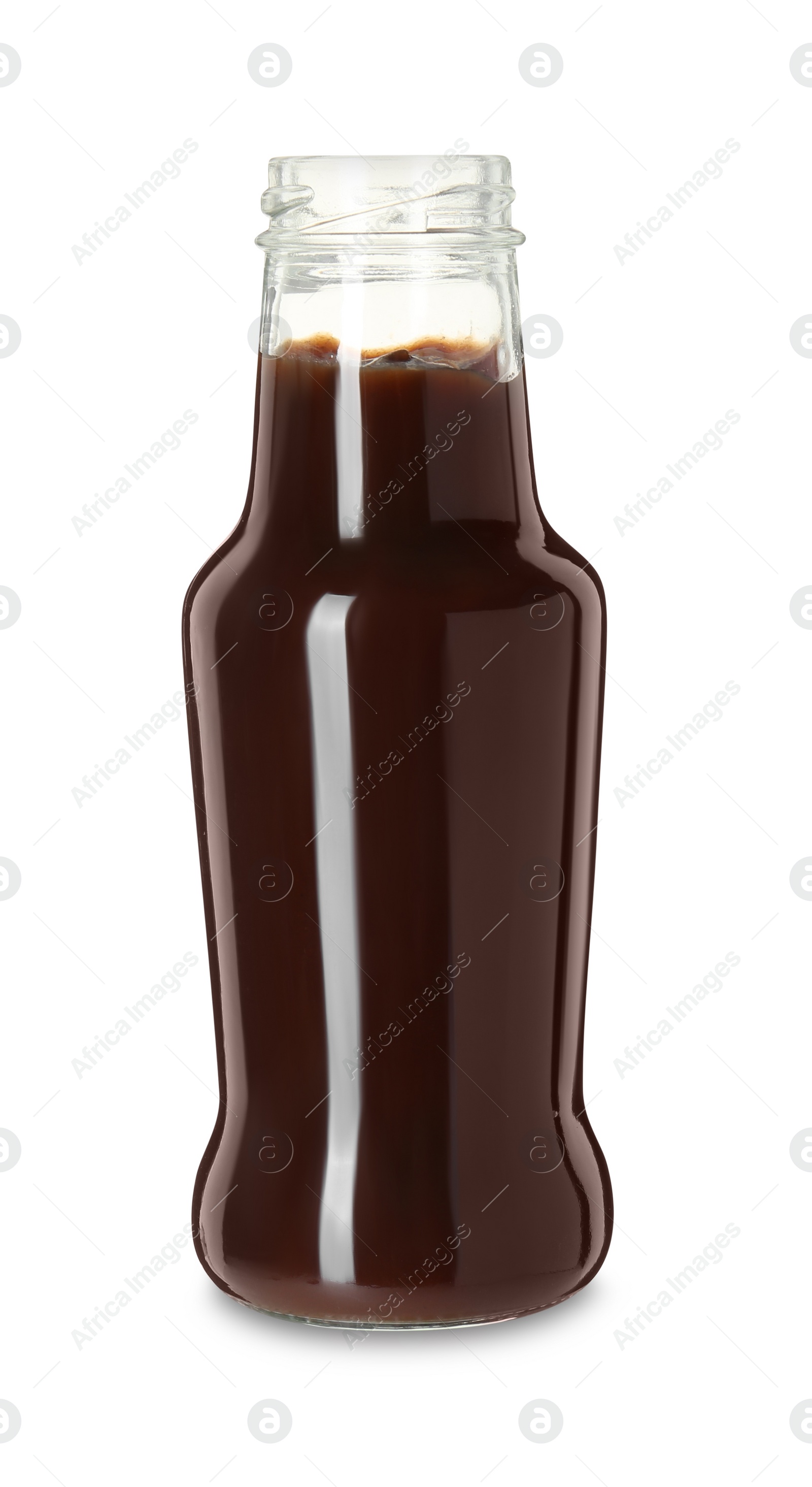 Photo of Tasty barbecue sauce in bottle isolated on white