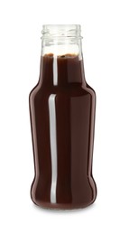 Photo of Tasty barbecue sauce in bottle isolated on white