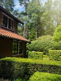 Beautiful view of house and garden on sunny day