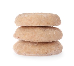 Photo of Stack of raw vegan nuggets isolated on white