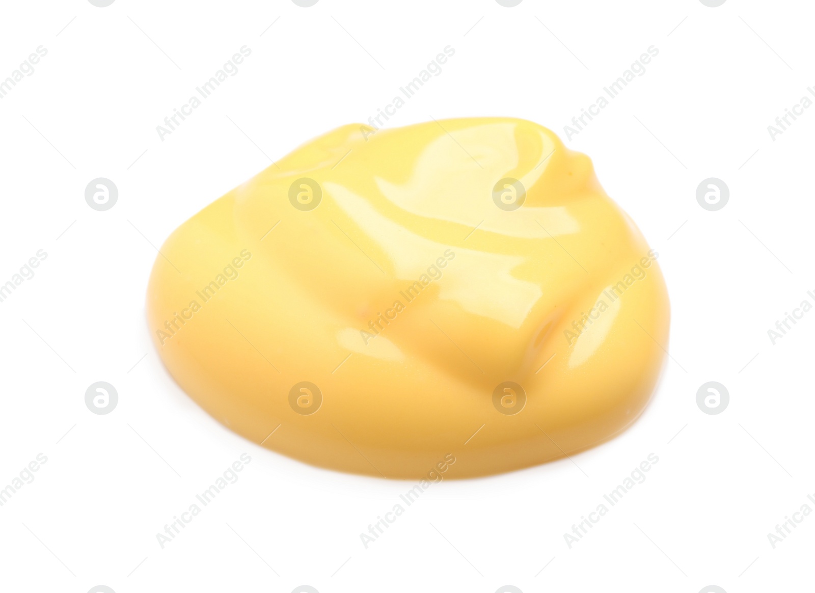 Photo of Drop of delicious melted cheese isolated on white