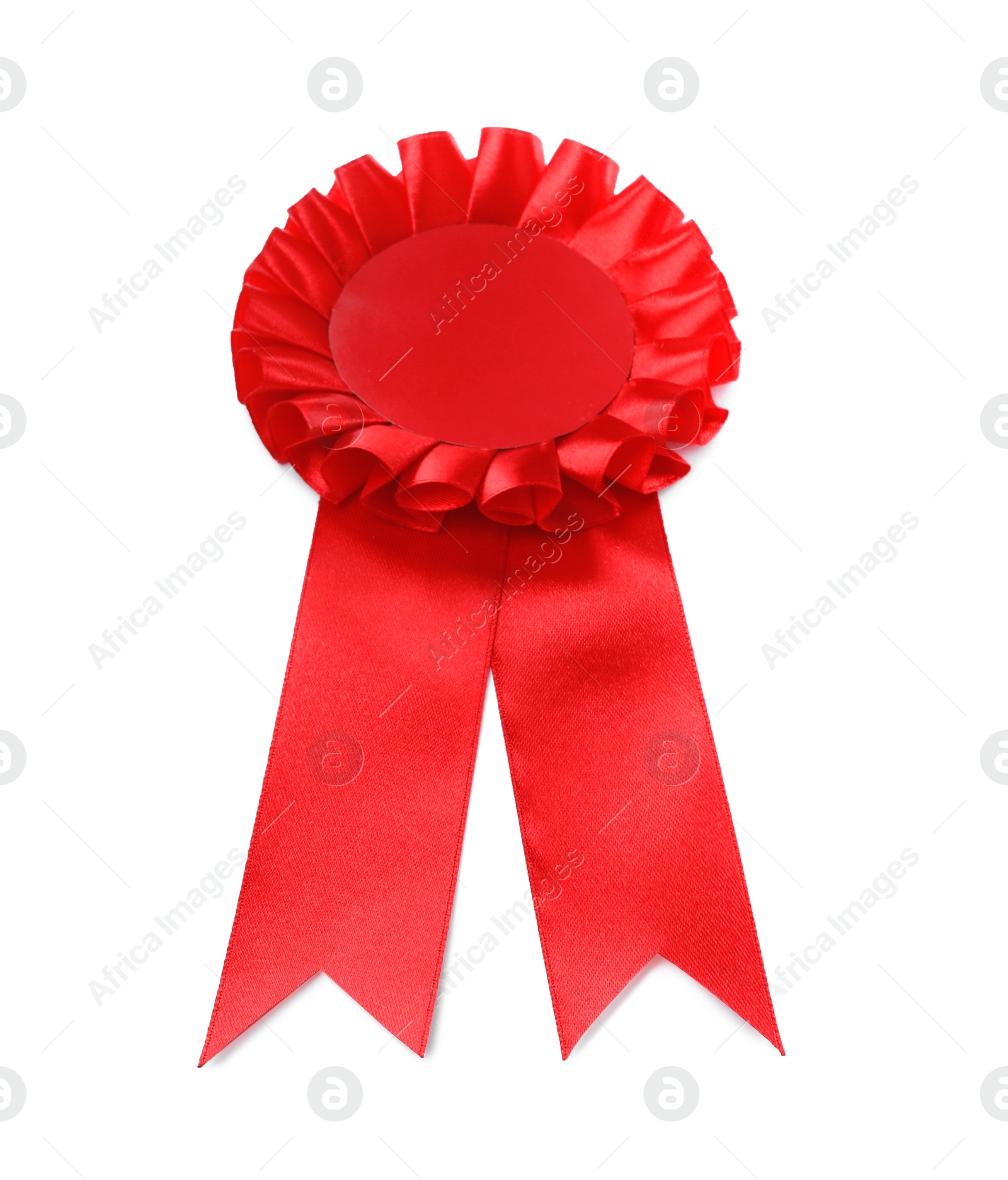 Photo of One red award ribbon isolated on white