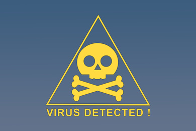 Warning about virus attack to protect information. Illustration