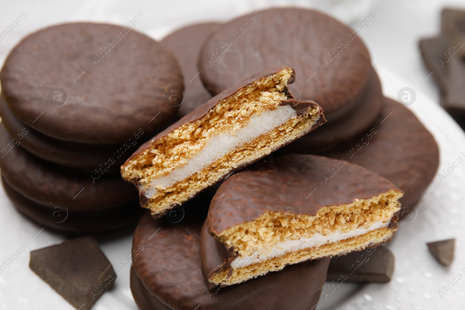 Photo of Closeup view of tasty sweet choco pies