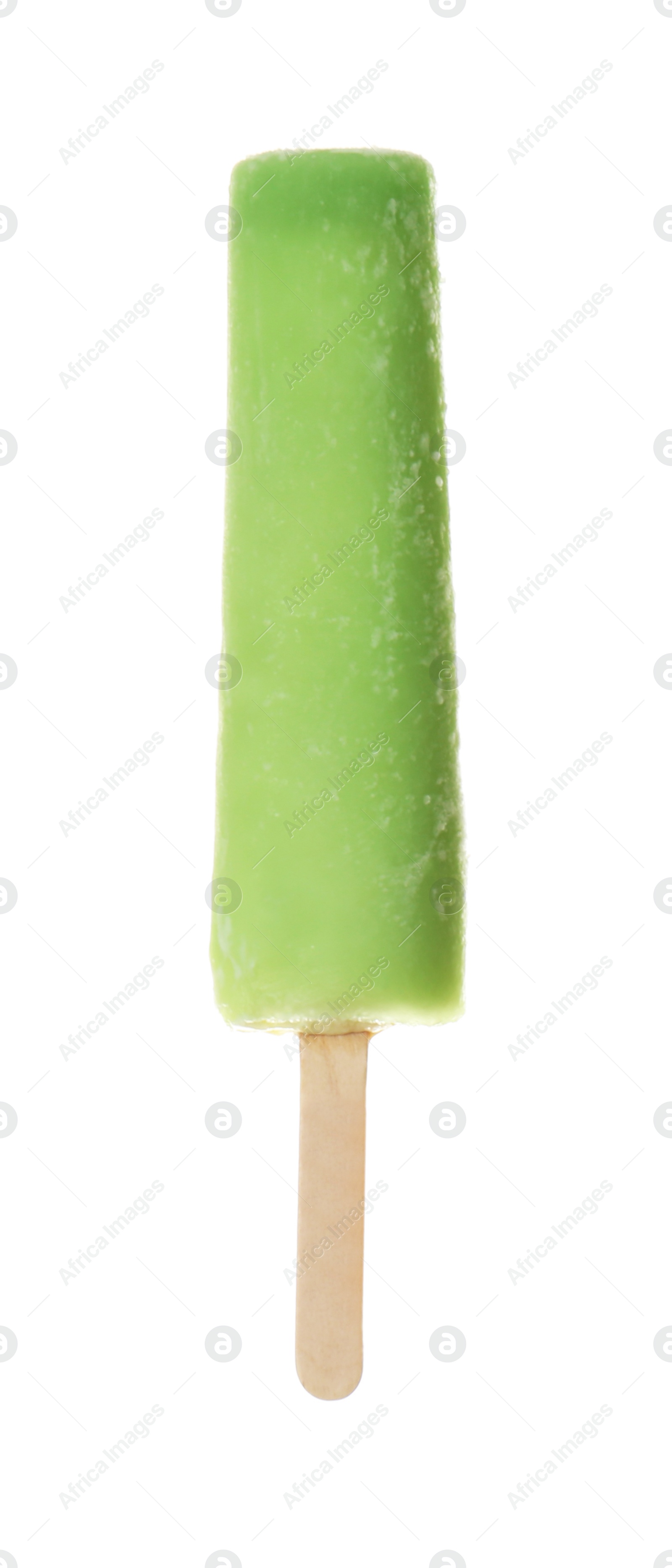 Photo of Woman holding delicious ice cream against white background