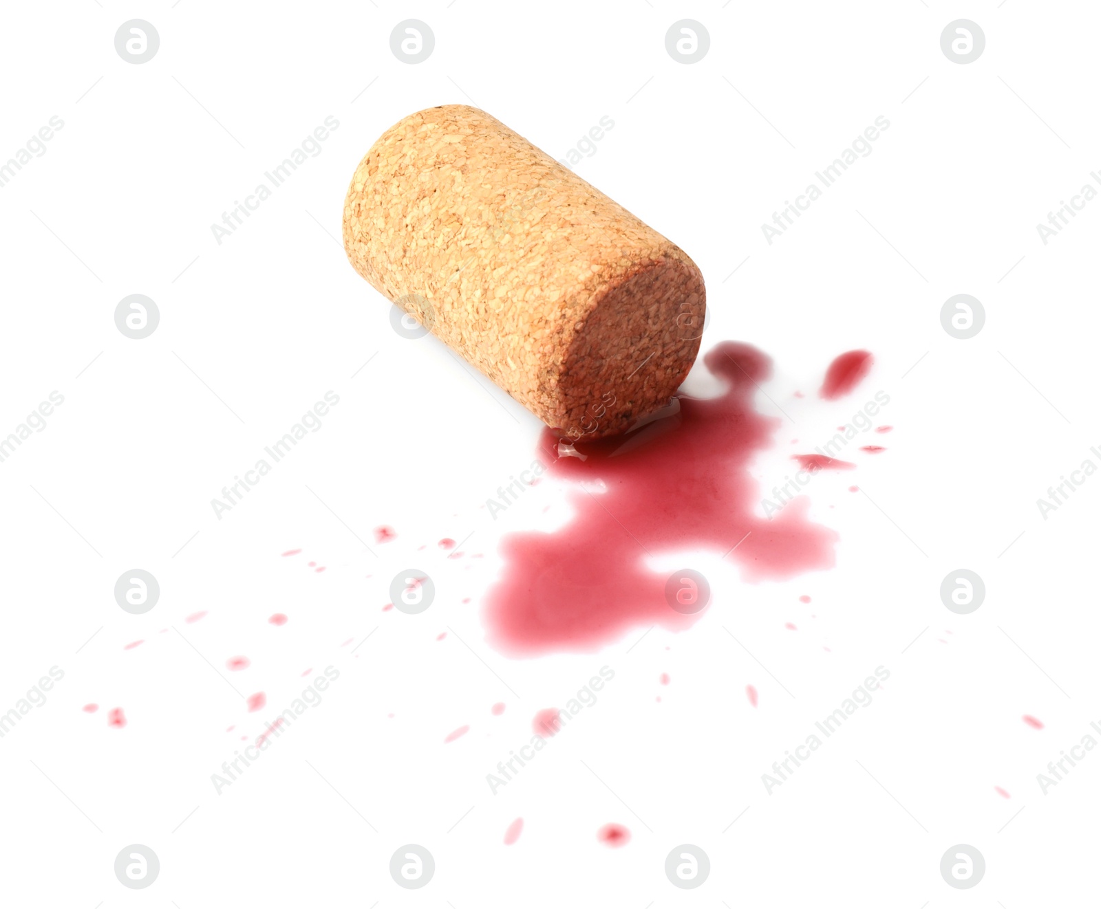 Photo of Bottle cork with wine stains isolated on white