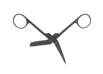 Photo of Surgical scissors on white background. Medical instrument