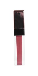 Photo of One lip gloss isolated on white. Cosmetic product