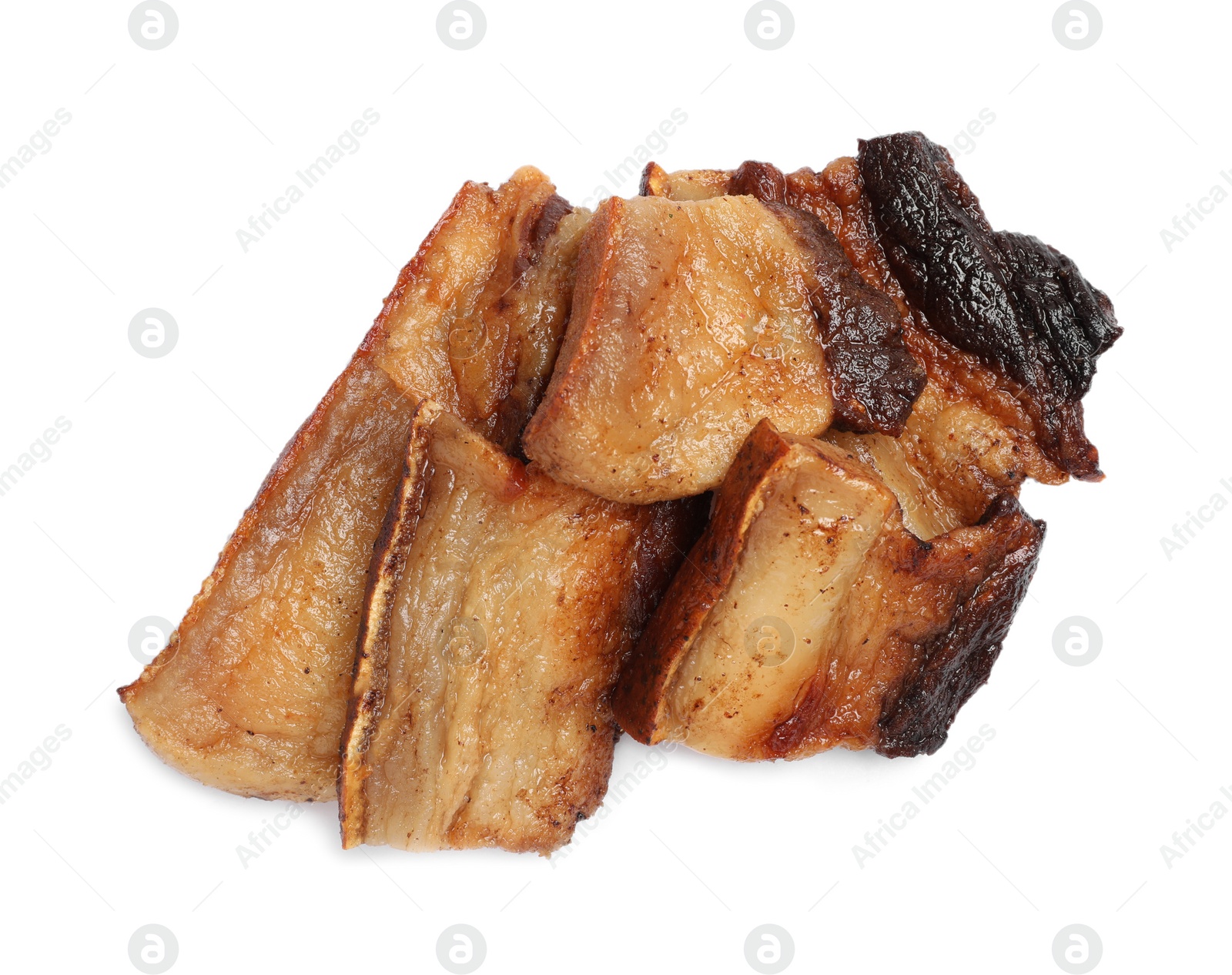 Photo of Tasty fried pork lard isolated on white