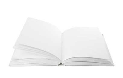 Mock up of open book on white background