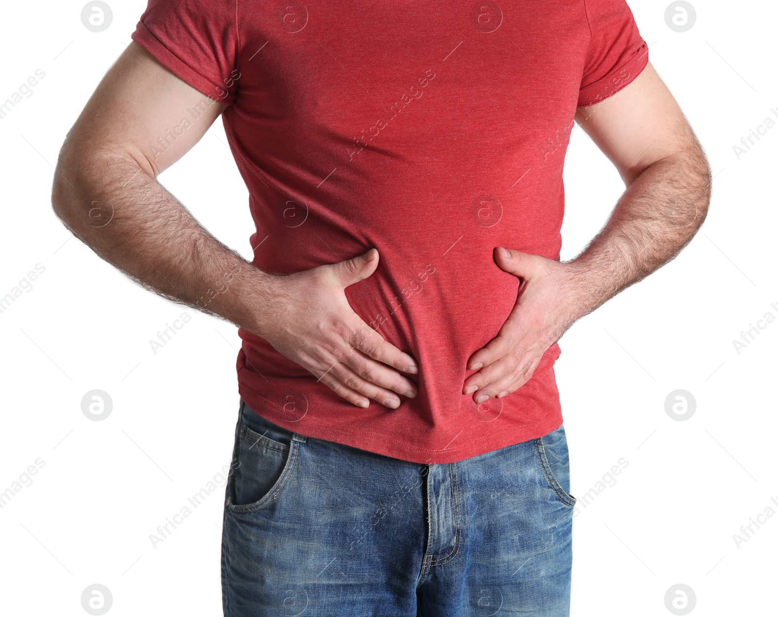 Photo of Overweight man on white background