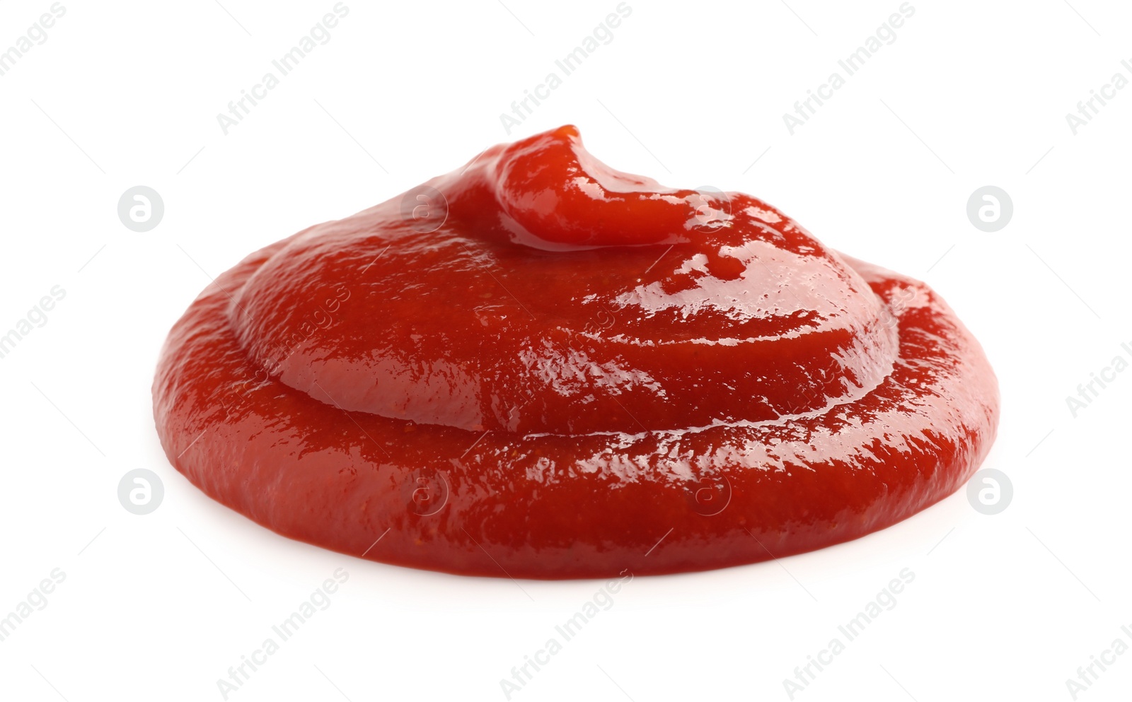 Photo of Tasty ketchup isolated on white. Delicious sauce