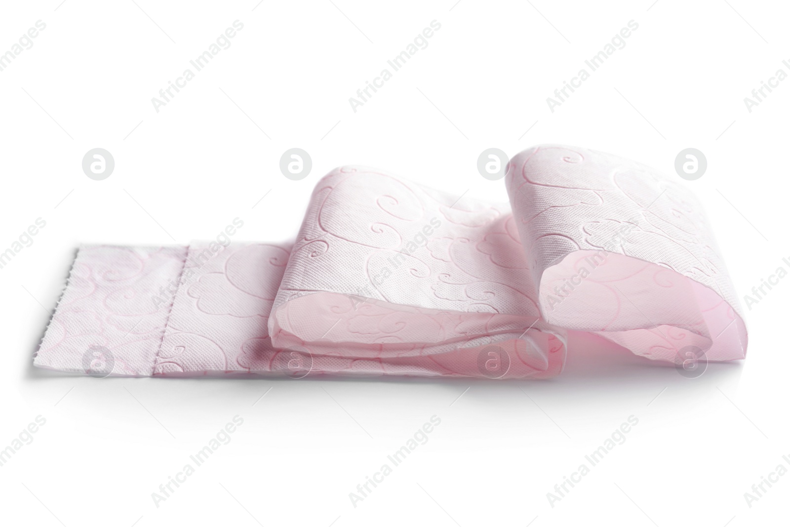 Photo of Toilet paper on white background. Personal hygiene