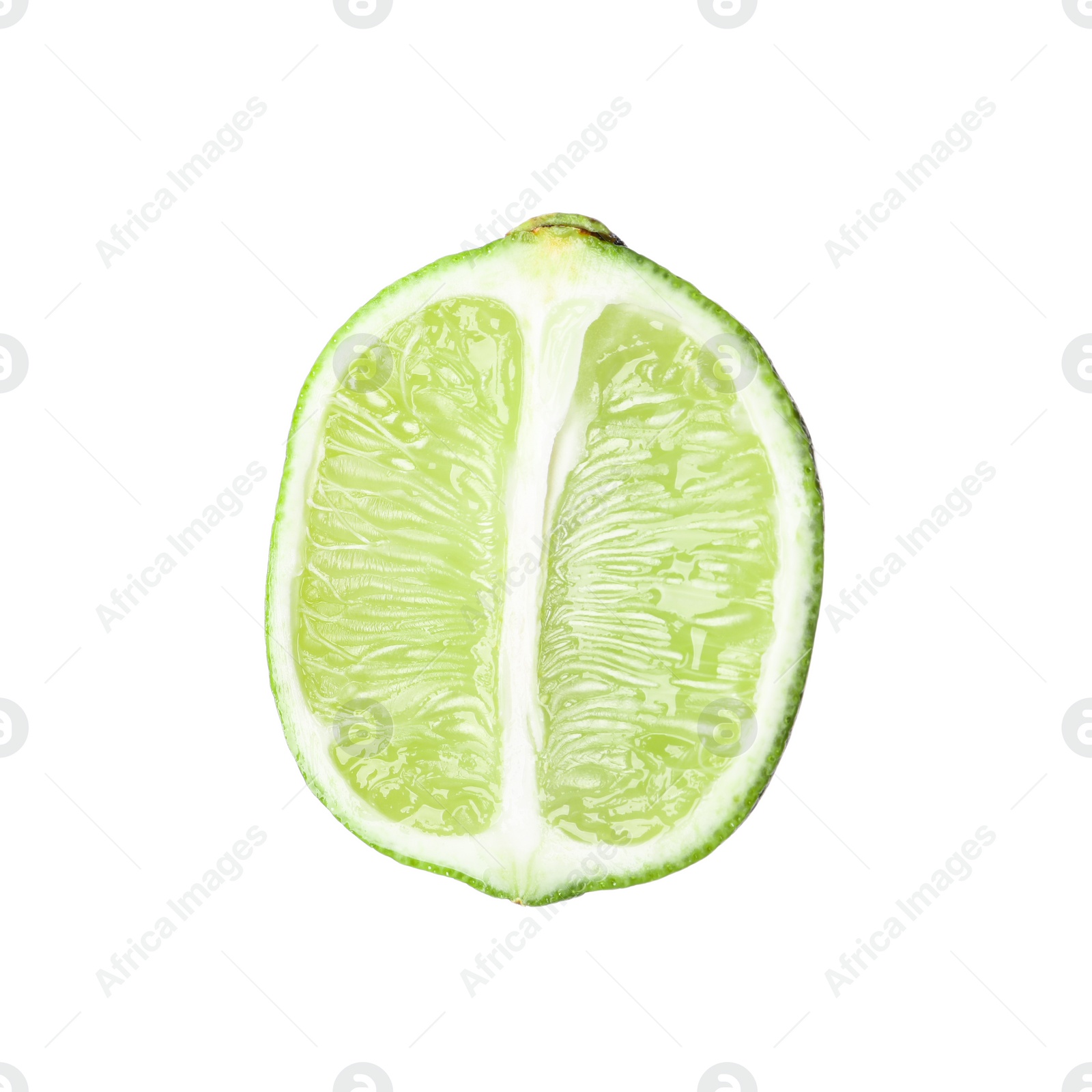 Photo of Citrus fruit. Sliced fresh ripe lime isolated on white