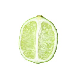 Photo of Citrus fruit. Sliced fresh ripe lime isolated on white