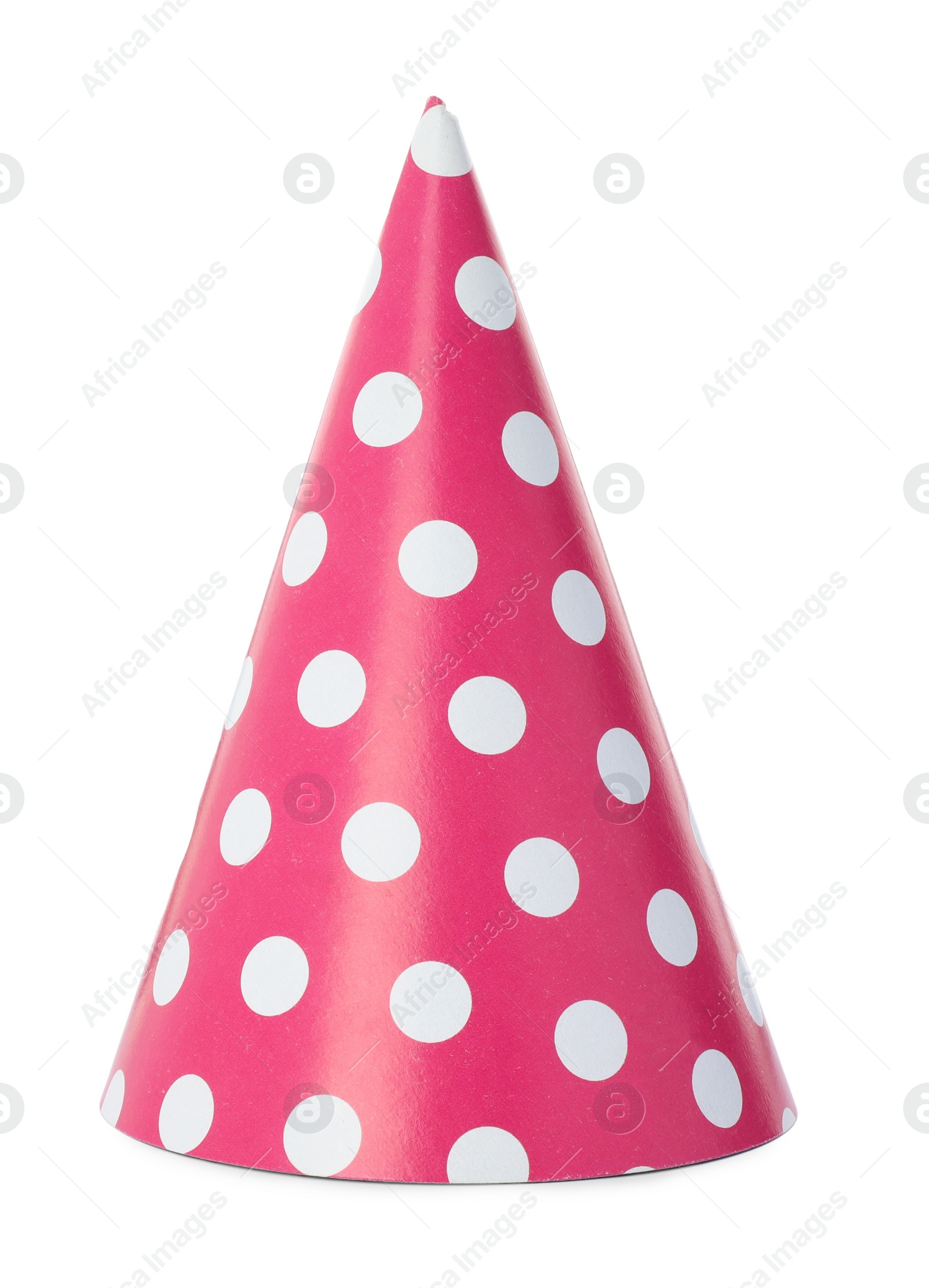 Photo of One pink party hat isolated on white